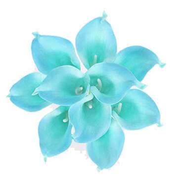 FRP Flowers 20 PCS Real Touch Calla Lily Flowers for Artificial Floral Arrangements, Bridal Bouquets, and Home Decor (Sky Blue)