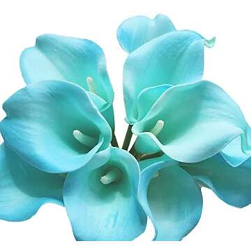 FRP Flowers 20 PCS Real Touch Calla Lily Flowers for Artificial Floral Arrangements, Bridal Bouquets, and Home Decor (Sky Blue)