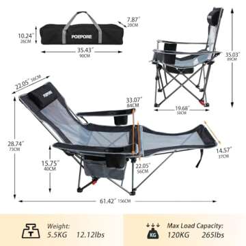 Adjustable POEPORE Camping Chair - Ultimate Comfort & Portability
