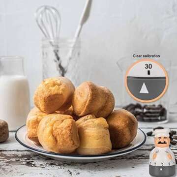 Jayron Kitchen Timer Cooking Timer 60 Minutes Countdown Timer Mechanical Timer Chef Shaped Alarm Clock,Suit for Children and Elderly,used for Cooking Baking Facial Mask