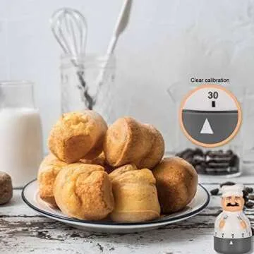 Jayron Kitchen Timer Cooking Timer 60 Minutes Countdown Timer Mechanical Timer Chef Shaped Alarm Clock,Suit for Children and Elderly,used for Cooking Baking Facial Mask