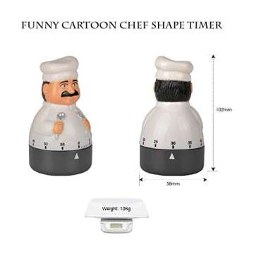 Jayron Kitchen Timer Cooking Timer 60 Minutes Countdown Timer Mechanical Timer Chef Shaped Alarm Clock,Suit for Children and Elderly,used for Cooking Baking Facial Mask