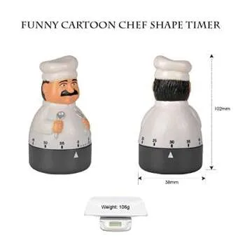 Jayron Kitchen Timer Cooking Timer 60 Minutes Countdown Timer Mechanical Timer Chef Shaped Alarm Clock,Suit for Children and Elderly,used for Cooking Baking Facial Mask