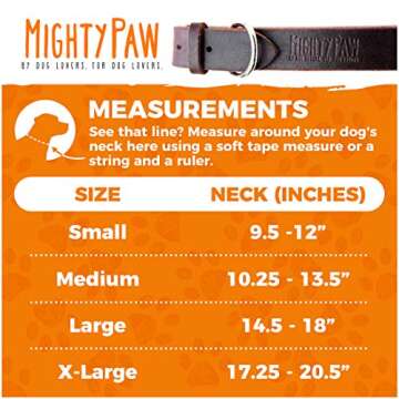 Mighty Paw Leather Dog Collar - Genuine Distressed Leather - Strong Metal Buckle - Ultimate Comfort ...