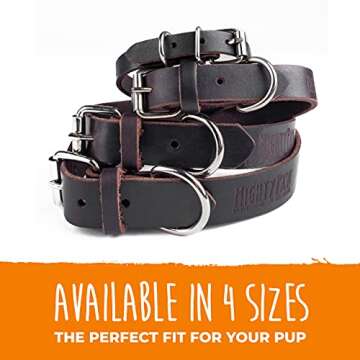 Mighty Paw Leather Dog Collar - Genuine Distressed Leather - Strong Metal Buckle - Ultimate Comfort - Modern Style for All Dogs Breeds - Comfort Puppy Collar - (Small - Brown)