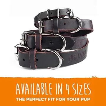 Mighty Paw Leather Dog Collar - Genuine Distressed Leather - Strong Metal Buckle - Ultimate Comfort - Modern Style for All Dogs Breeds - Comfort Puppy Collar - (Small - Brown)