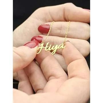 Custom Name Necklace with Heart Personalized 18K Gold Plated Name Necklace with Birthstone Customized Gift for Women