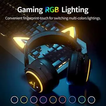 SOMIC GS510 Cat Ear Headset Wireless Gaming Headphones for PS5/ PS4/ PC, Cute Headset 2.4G with Retractable Mic, 7.1 Stereo Sound, 8Hrs Playtime, RGB Lighting (Xbox Only Work in Wired Mode)