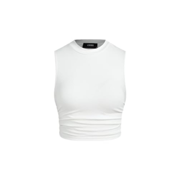 Stylish CIDER Mimi Cuttrell Solid Sleeveless Ruched Crop Top for Women