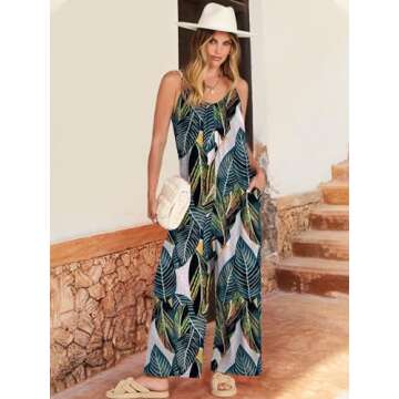 ANRABESS Women Summer Casual Sleeveless Spaghetti Strap Boho Wide Leg Jumpsuits Rompers Dressy 2025 ...