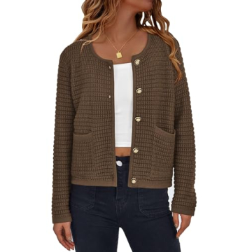 PRETTYGARDEN Women's Knit Cardigan Sweaters Fall Fashion Long Sleeve Open Front Button Down Trendy C...