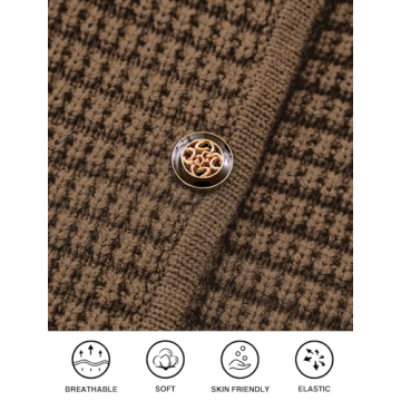PRETTYGARDEN Women's Knit Cardigan Sweaters Fall Fashion Long Sleeve Open Front Button Down Trendy Casual Sweater Jacket (Coffee,Small)