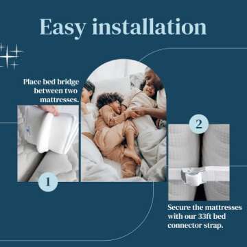 FeelAtHome Twin to King Bed Converter Kit - Bed Bridge - Twin Bed Connector King Maker - Twin & Twin XL Bed Connector to King - Twin Bed Mattress Connector Bridge - King Bed Conversion Kit (8" Class)