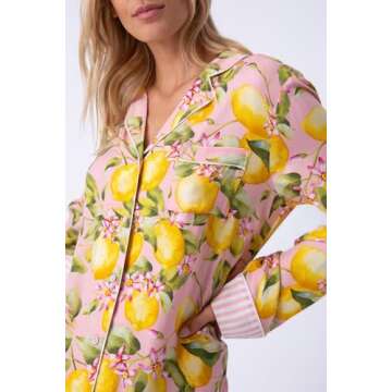 Juakoso Women Pajamas Shorts Sets Casual Beach Vacation 2 Piece Outfits Short Sleeve Button Lounge Sets Ric Rac Sleepwear