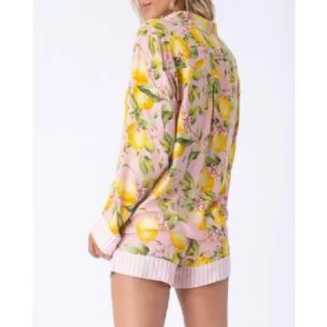 Juakoso Women Pajamas Shorts Sets Casual Beach Vacation 2 Piece Outfits Short Sleeve Button Lounge Sets Ric Rac Sleepwear