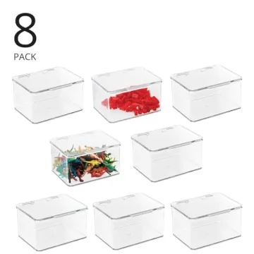 mDesign Clear Storage Bins with Hinged Lid for Organizing