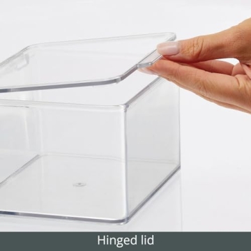 mDesign Clear Storage Bins with Hinged Lid for Organizing