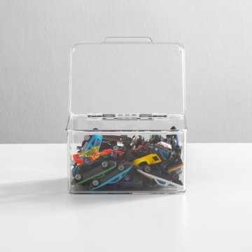 mDesign Clear Storage Bins with Hinged Lid for Organizing