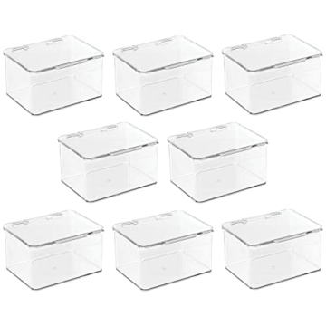 mDesign Clear Storage Bins with Hinged Lid for Organizing