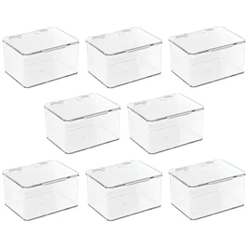 mDesign Clear Storage Bins with Hinged Lid for Organizing