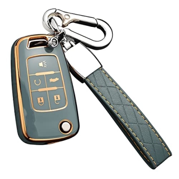 Cacacar Key Fob Cover for Chevy - Premium TPU Full Coverage with Keychain