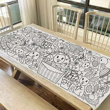 Easter Coloring Tablecloth for Kids 30" x 72" - Fun Activities