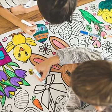 Easter Coloring Tablecloth for Kids 30" x 72" Fun Activities