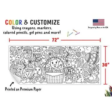 Easter Coloring Tablecloth for Kids 30" x 72" Fun Activities