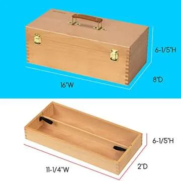 MEEDEN Sturdy Wood Tool Box: Beechwood Portable Art Supply Organizer - Large Artist Storage Box