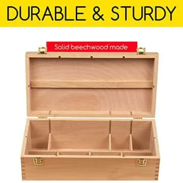 MEEDEN Sturdy Wood Tool Box: Beechwood Portable Art Supply Organizer - Large Artist Storage Box