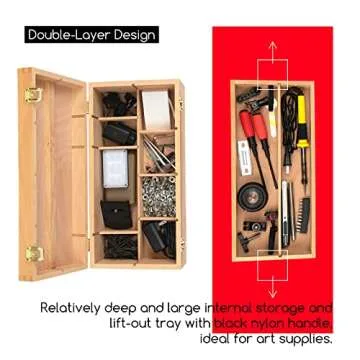 MEEDEN Sturdy Wood Tool Box: Beechwood Portable Art Supply Organizer - Large Artist Storage Box