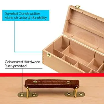 MEEDEN Sturdy Wood Tool Box: Beechwood Portable Art Supply Organizer - Large Artist Storage Box