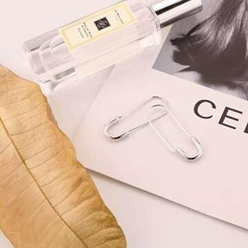 SANNYRA Safety Pin Earrings for Women, Silver Paper Clip Earrings for Women, Minimalist Dangle Hoop Paper Clip Ear Hoop Studs Daily Jewelry