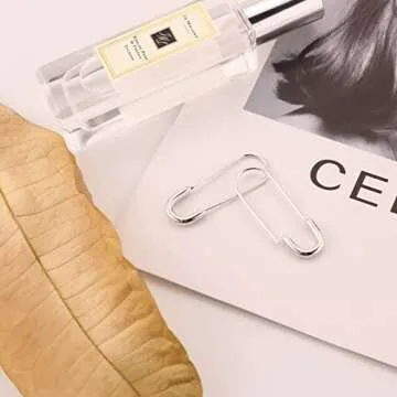 SANNYRA Safety Pin Earrings for Women, Silver Paper Clip Earrings for Women, Minimalist Dangle Hoop Paper Clip Ear Hoop Studs Daily Jewelry