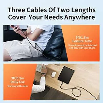 Hrbzo USB C Cable 3-Pack(3ft/6ft/6ft), USB A to USB C Fast Charger Cord Nylon Braided Compatible with 16/15/Plus/Pro/Pro Max，Galaxy S22 S21 A51 S10 S9, and Other USB C Devices-Black