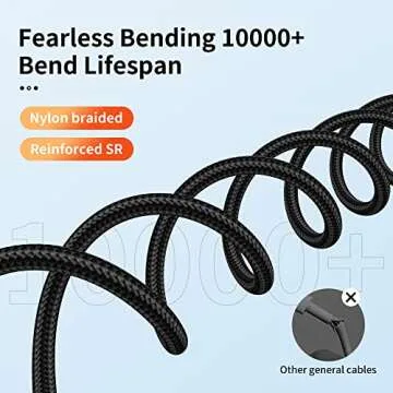 Hrbzo USB C Cable 3-Pack(3ft/6ft/6ft), USB A to USB C Fast Charger Cord Nylon Braided Compatible with 16/15/Plus/Pro/Pro Max，Galaxy S22 S21 A51 S10 S9, and Other USB C Devices-Black