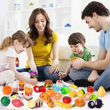 FLY2SKY 60 Pcs Cutting Toy Food Set for Kids Play