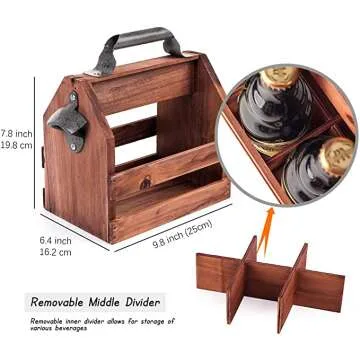 Mealivos Wooden 6 Pack Bottle Carrier