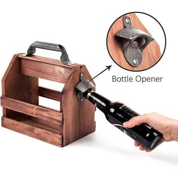 Mealivos Wooden 6 Pack Bottle Carrier