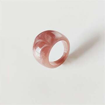 Set Resin Colorful Wide Thick Dome Knuckle Finger Stackable Joint Ring Retro Acrylic Transparent Vintage Jewelry Party Elegant Handmade Gift Diameter 18mm Stylish Bold-6pcs-2