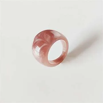 Set Resin Colorful Wide Thick Dome Knuckle Finger Stackable Joint Ring Retro Acrylic Transparent Vintage Jewelry Party Elegant Handmade Gift Diameter 18mm Stylish Bold-6pcs-2