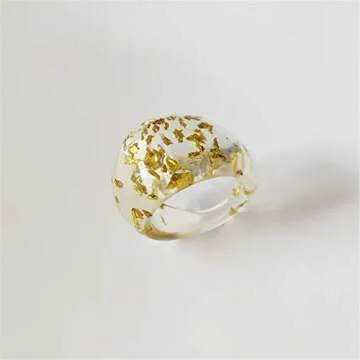 Set Resin Colorful Wide Thick Dome Knuckle Finger Stackable Joint Ring Retro Acrylic Transparent Vintage Jewelry Party Elegant Handmade Gift Diameter 18mm Stylish Bold-6pcs-2