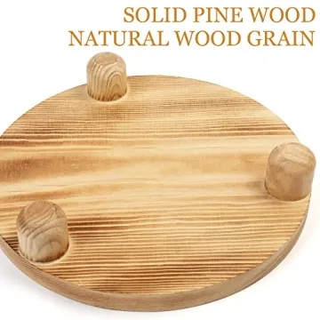 LotFancy Wooden Plant Stool 2Pack 10” Low Stand Indoor Outdoor