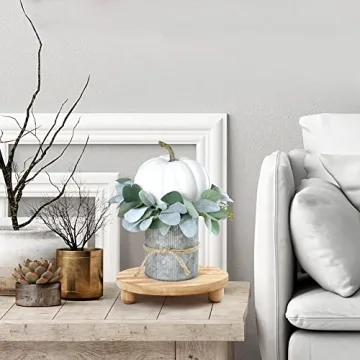 LotFancy Wooden Plant Stool 2Pack 10” Low Stand Indoor Outdoor