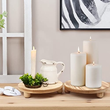 LotFancy Wooden Plant Stool 2Pack 10” Low Stand Indoor Outdoor