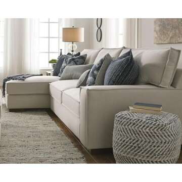 Signature Design by Ashley Handmade Woven Pouf, Blue & White Choice for Modern Homes