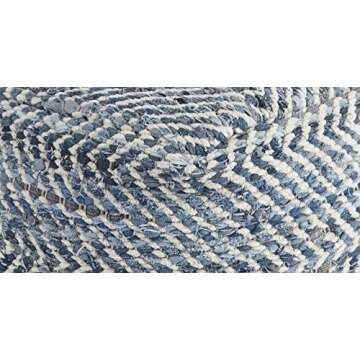 Signature Design by Ashley Pouf in Blue & White - Stylish Comfort