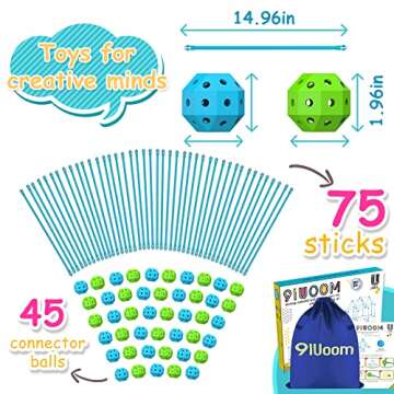 9IUoom Fort Building kit for Kids 120 Pieces Air Forts Builder Gift Kid Construction Toys for Boys a...