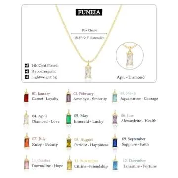 FUNEIA Diamond Necklace for Elegant Women - Birthstone Gift