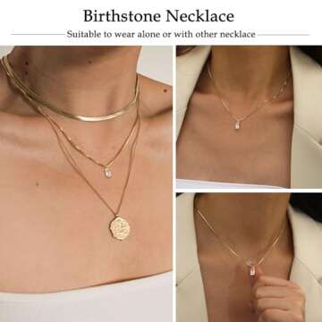 FUNEIA Diamond Necklaces for Women 14K Gold Plated Emerald Birthstone Necklace for Women Mothers Dainty Gold Necklace Blue Green Cubic Zirconia Pendant Necklace Birthday Gifts for Women Jewelry